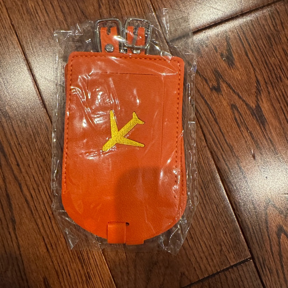 Orange Luggage tags for suitcases Gold Logo